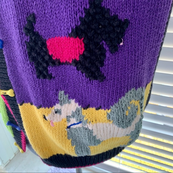 🟢Dog Love Sweater button down V-neck Cardigan new Embellished Colorful Valentine - Picture 10 of 14